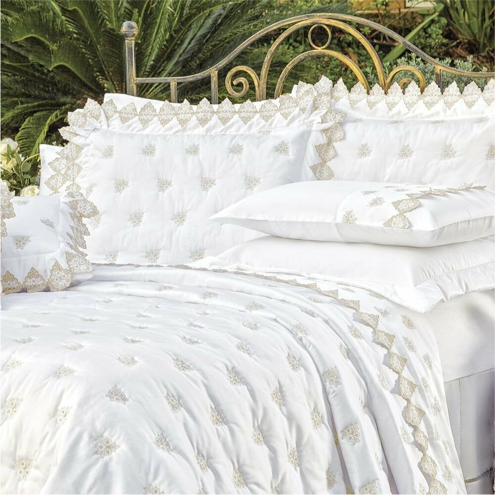Jogo de Cama King Bordado 400 fios Sensualle Branco Vilela Enxovais 4 peças