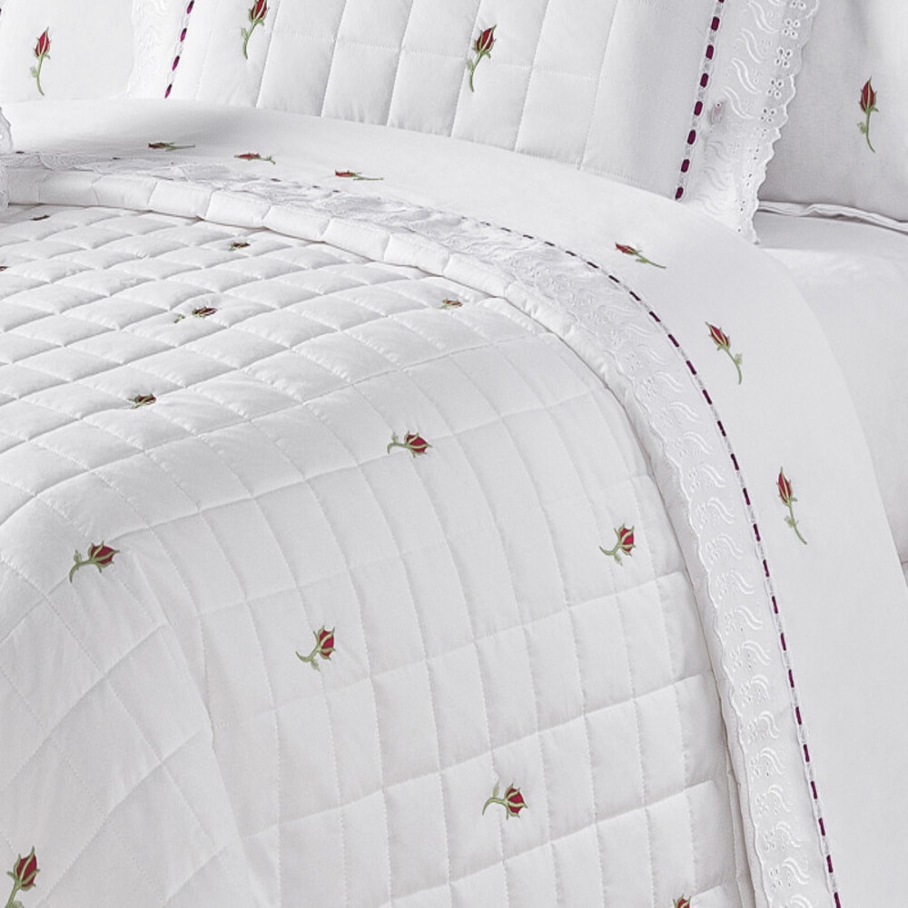 Jogo de Cama Queen Bordado 200 fios Felicitá Branco Vilela Enxovais 4 peças