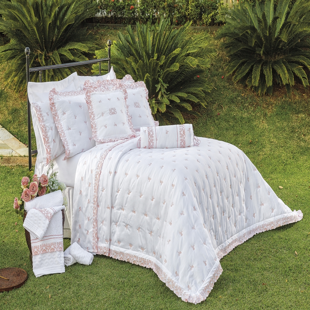 Kit Enxoval King Bordado 600 fios Rivieri Branco Vilela Enxovais 5 peças