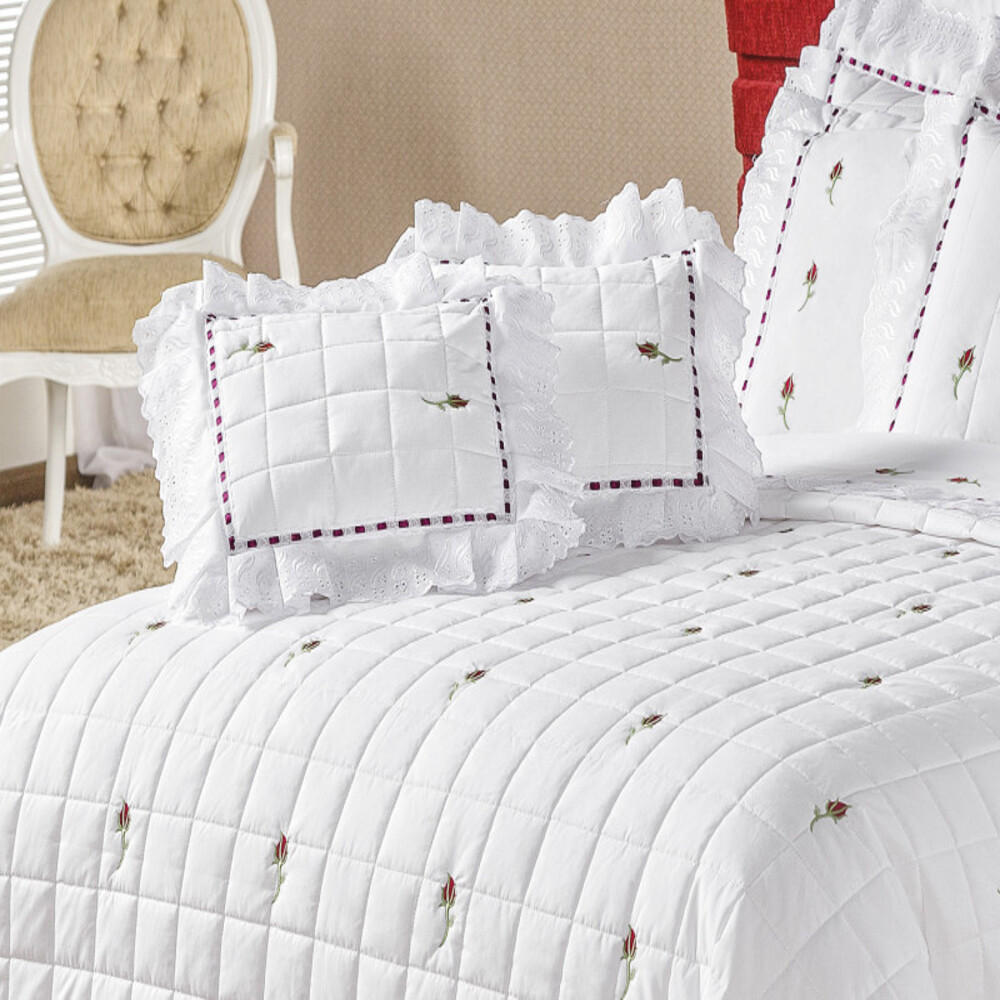 Kit Enxoval Queen Bordado 200 fios Felicitá Branco Vilela Enxovais 9 peças