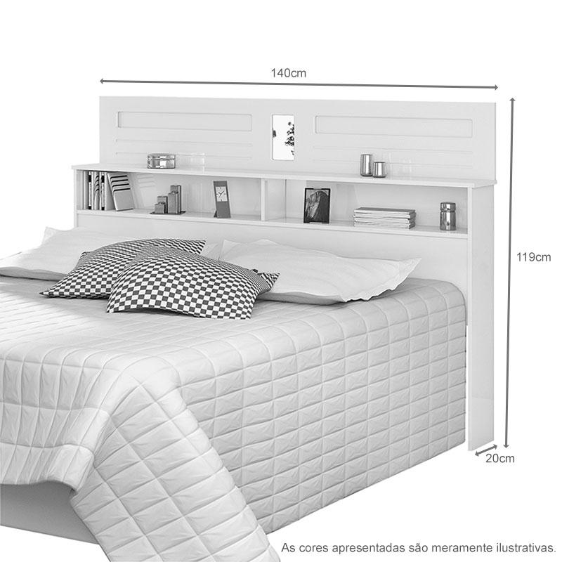 Cabeceira Casal Florença 1,40 Branco - Vitamov