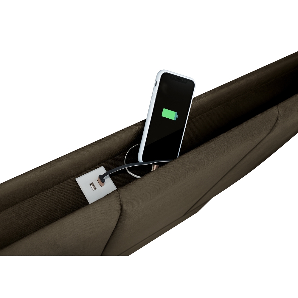 Cabeceira Casal com Porta Objeto e Tomada USB Chocolate