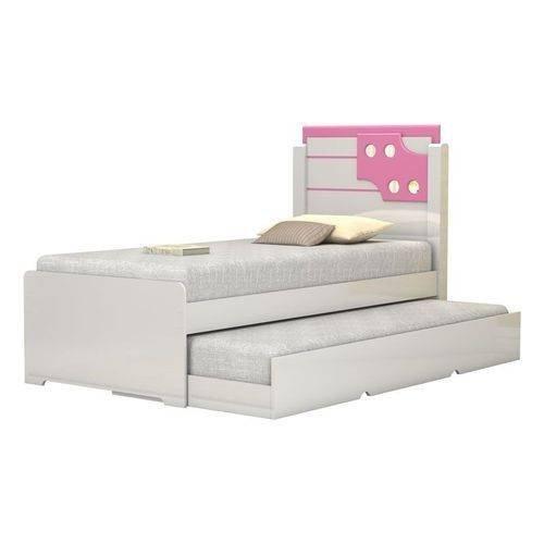 Cama Bibox Solteiro Luiza Branca E Rosa Com Auxiliar Vitamov