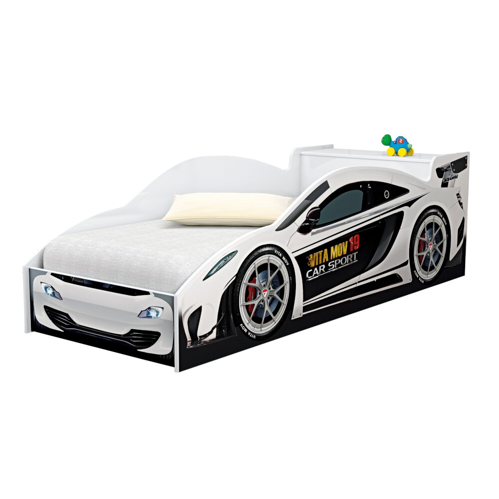 Cama Carro com Baú Infantil Branco com Colchão