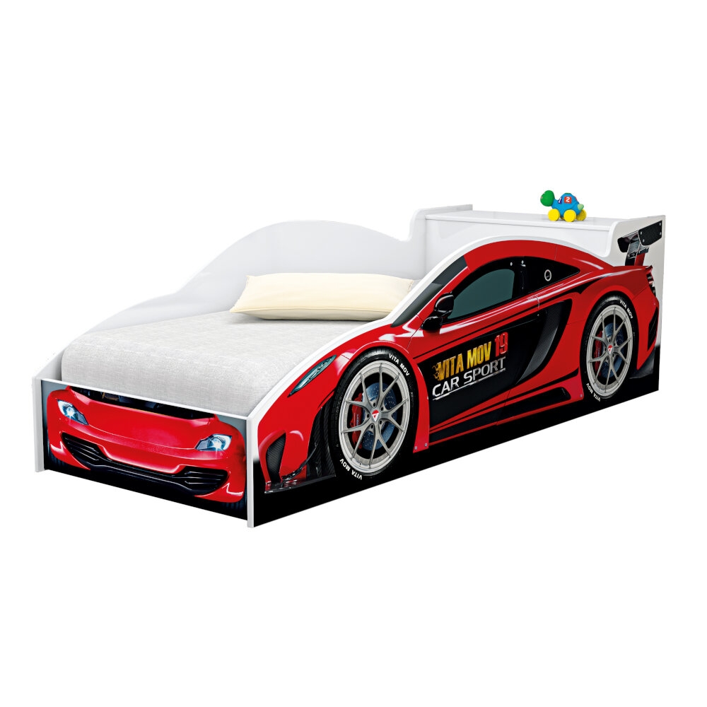 Cama Carro com Baú Infantil Vermelho