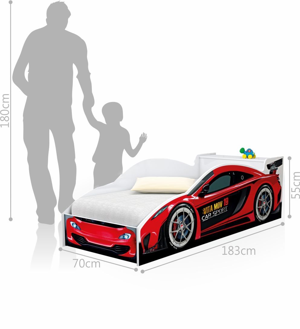 Cama Carro com Baú Infantil Vermelho