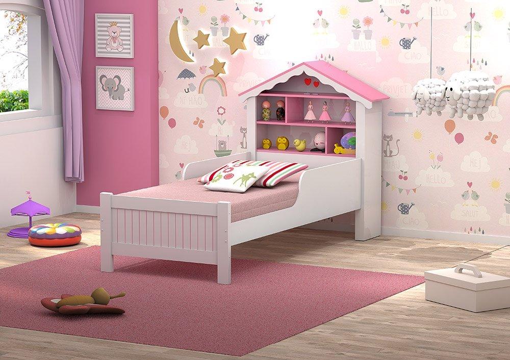 Cama Casinha Com Nichos Princesa Rosa Com Colchão Vitamov