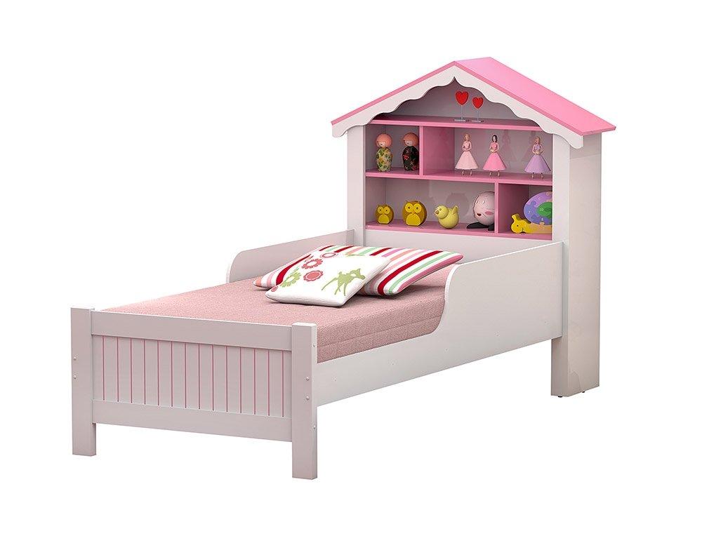 Cama Casinha Com Nichos Princesa Rosa Com Colchão Vitamov