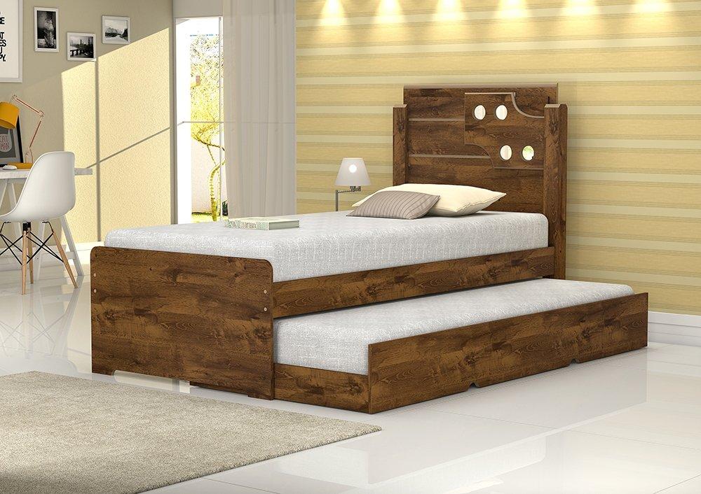Cama De Solteiro Bibox Luiza Malbec Com Auxiliar  - Vitamov 0420893