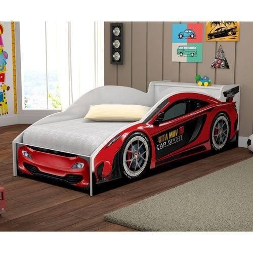 Cama Infantil Carro De Corrida Vermelho Vitamov