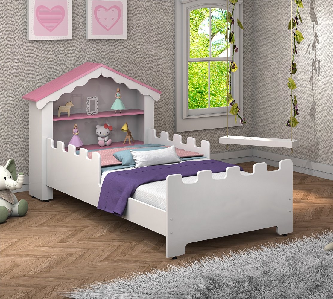 Cama Infantil Magic Branca Rosa