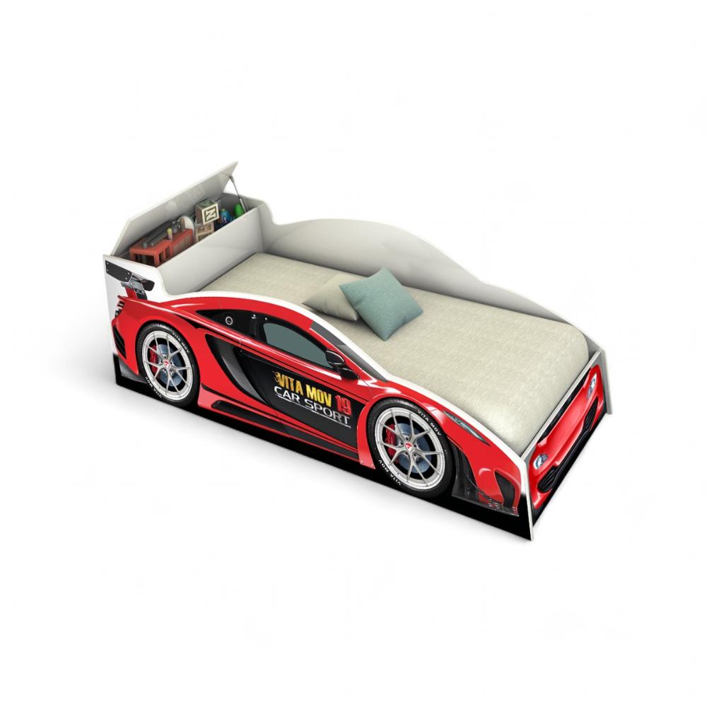 Cama Solteiro Carro Com Baú Vermelha Com Colchão