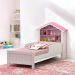 Cama Solteiro Casinha Princesa Branca E Rosa Com Colchão