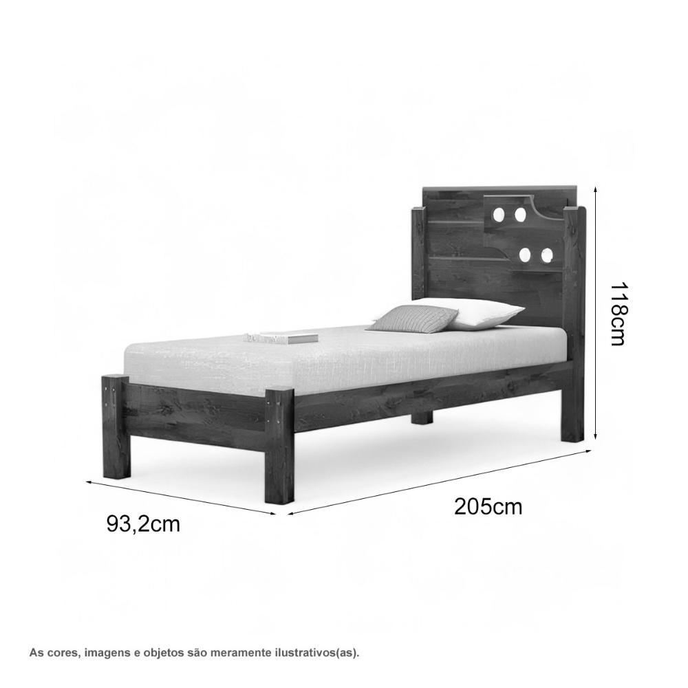 Cama Solteiro Luiza Cinamomo E Off Com Colchão