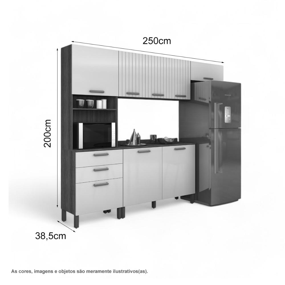 Cozinha Compacta Juliette Com Torre Armário Áereo E Balcão 120 Cinamomo E Connect