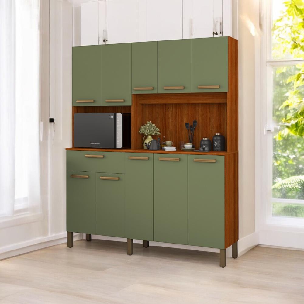 Cozinha Elegante 10 Portas Jade Cinamomo E Fendi