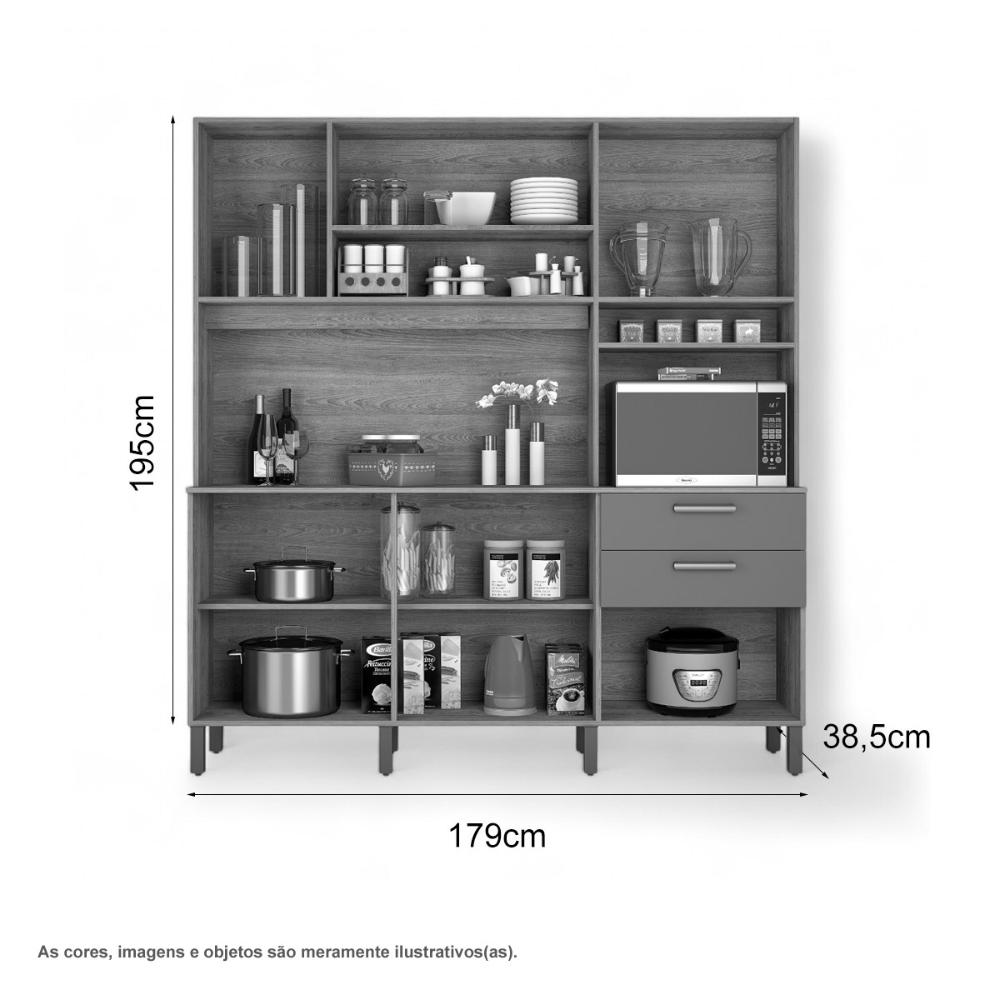 Cozinha Minimalista 07 Portas Gold Freijó E Fendi