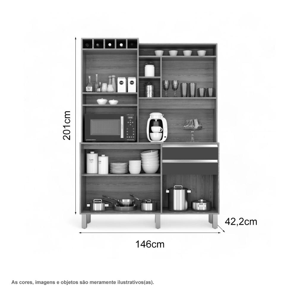 Cozinha Moderna 05 Portas Smart Freijó E Grafite