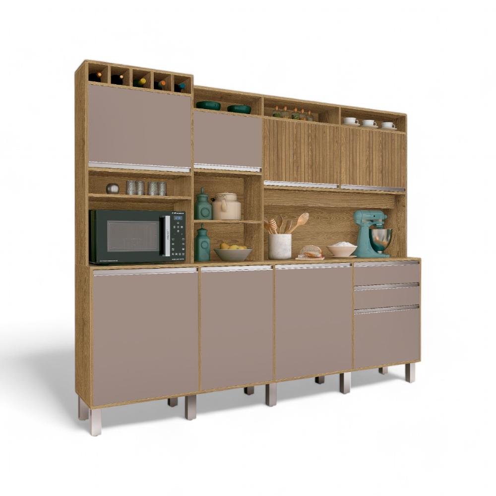 Cozinha Moderna 08 Portas Smart Freijó E Connect