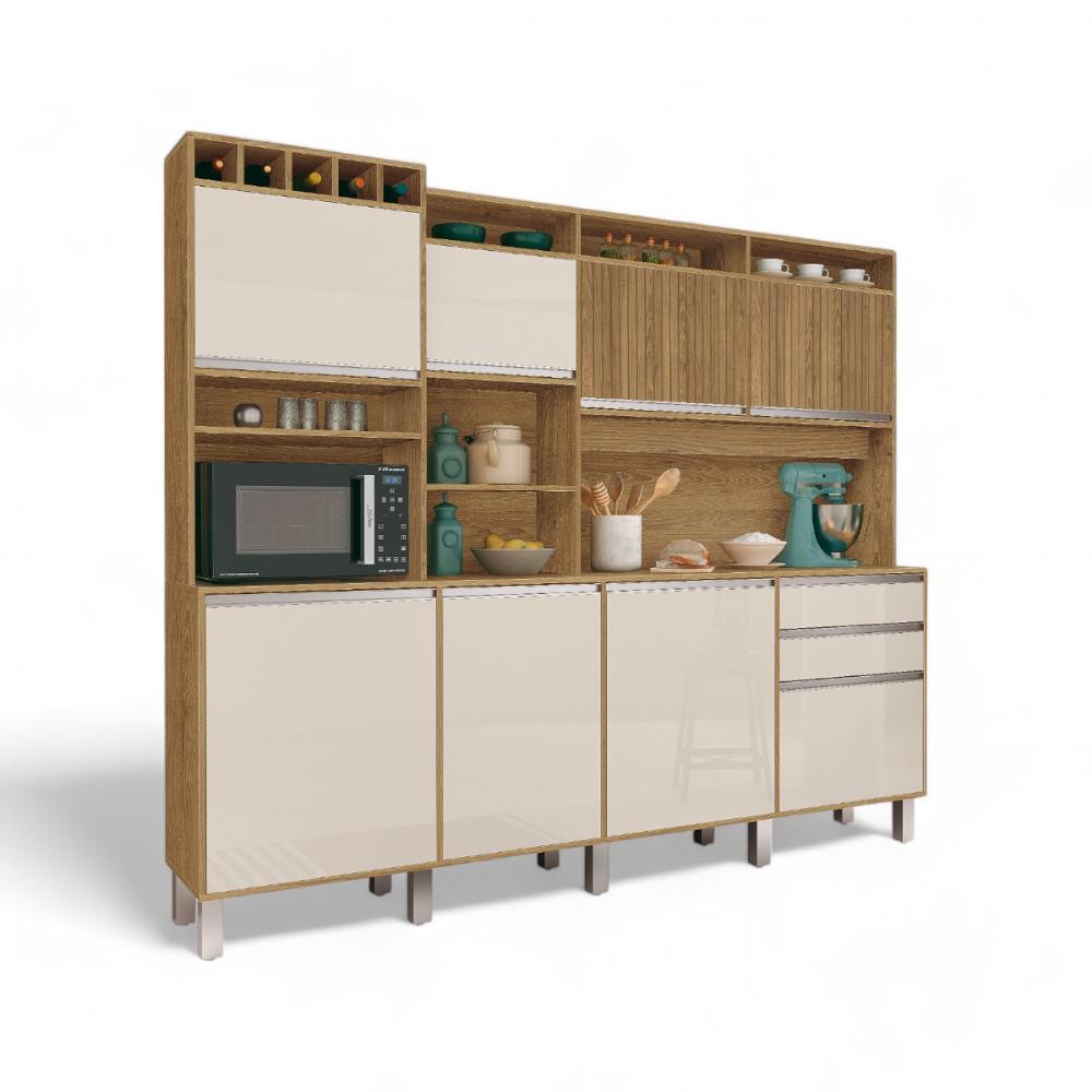 Cozinha Moderna 08 Portas Smart Freijó E Off White