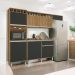 Cozinha Smart Torre Armário Geladeira Balcão Freijó E Grafite