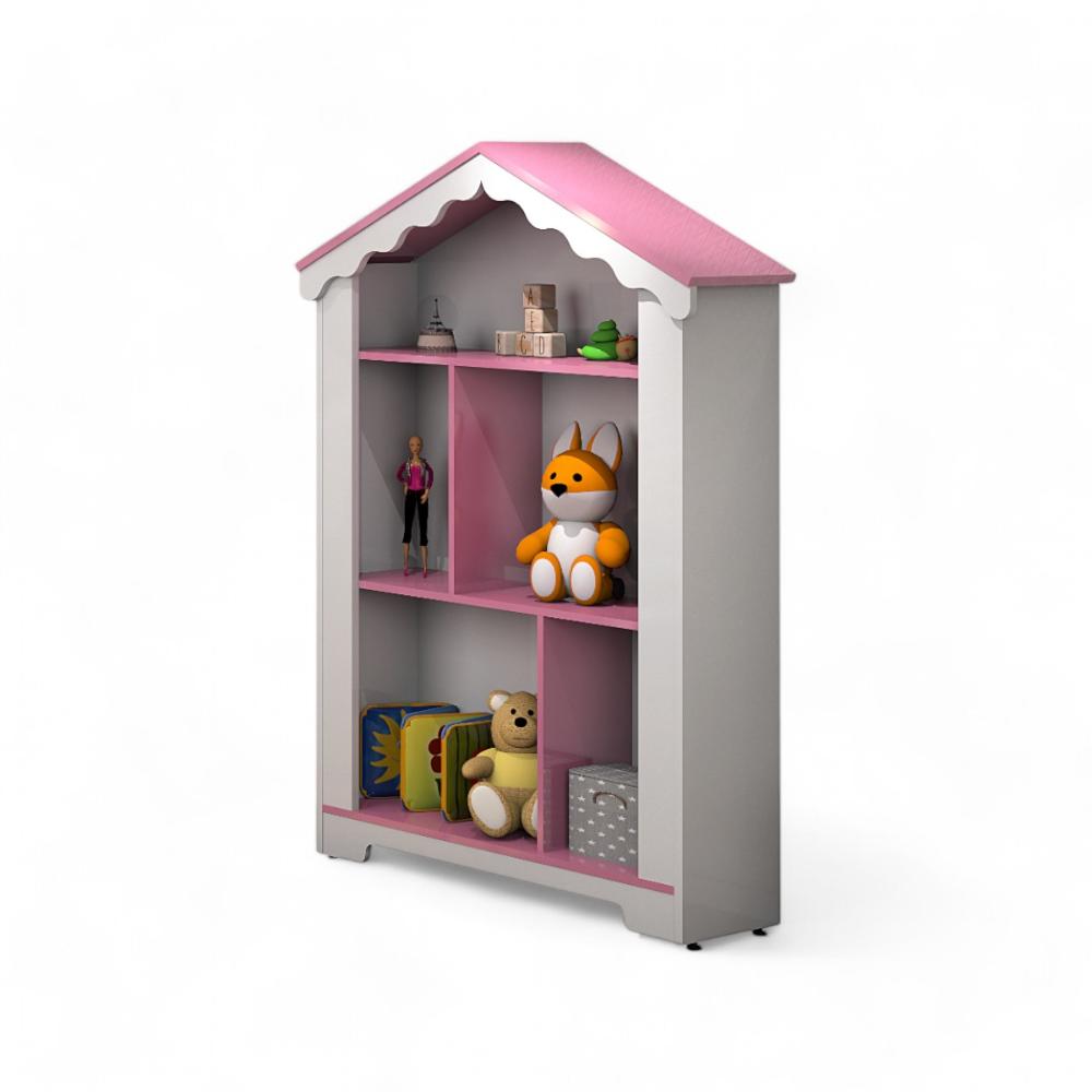 Estante Infantil para Brinquedos Magia Branca e Rosa