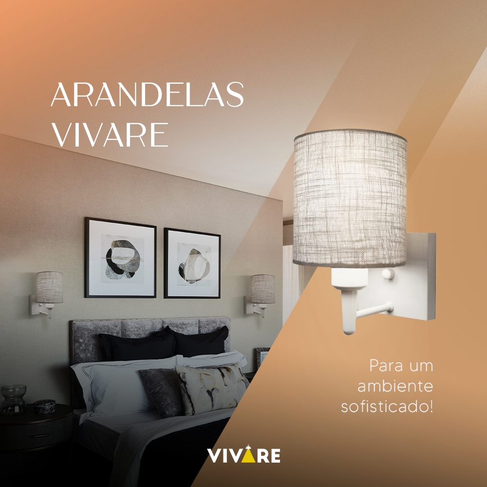 Arandela Cilíndrica Md-2009 Cobre Cúpula em Tecido Linho Bege