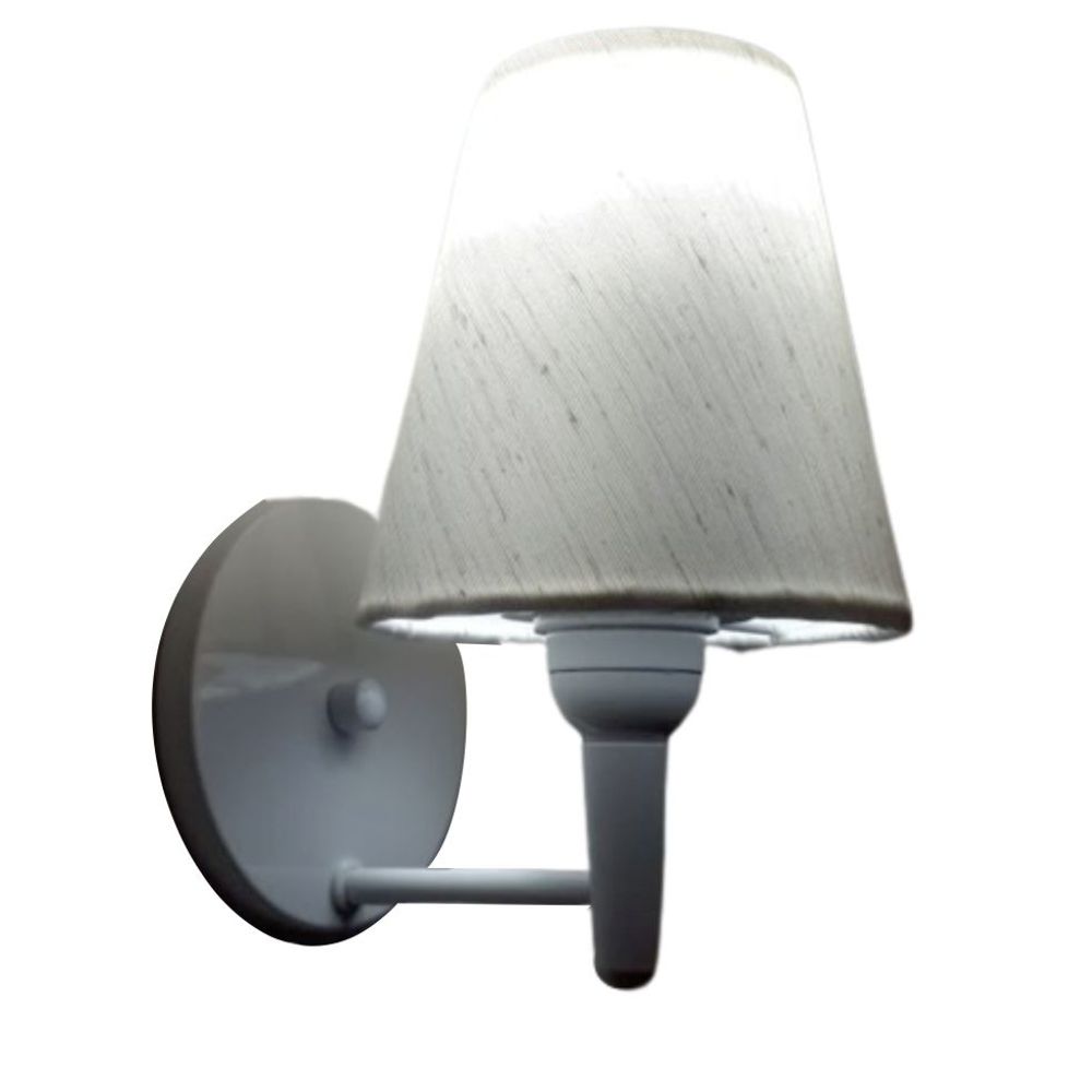 Arandela Cone Md-2004 Branco Cúpula em Tecido Linho Bege