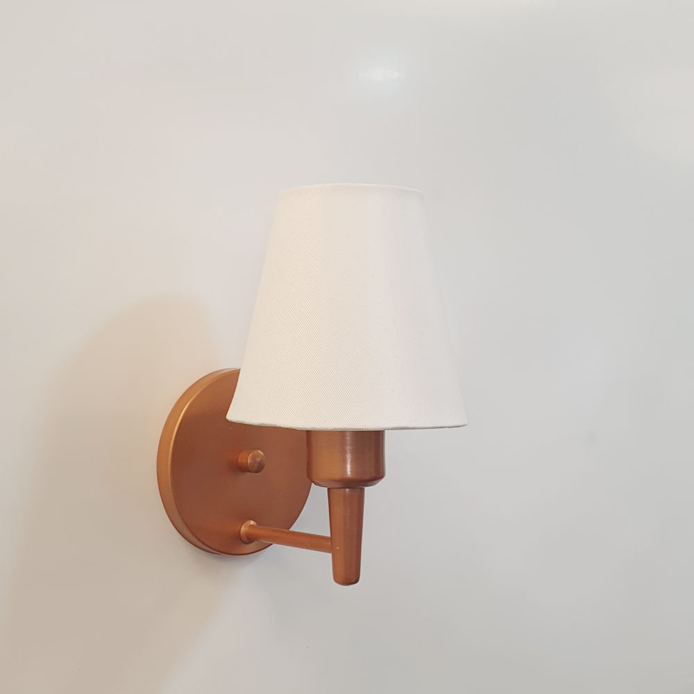 Arandela Cone Md-2004 Cobre Cúpula em Tecido Branco