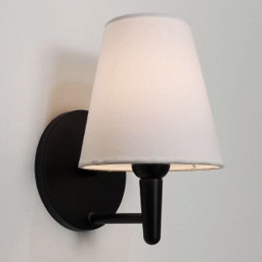 Arandela Cone Md-2004 Preto Cúpula em Tecido Branco