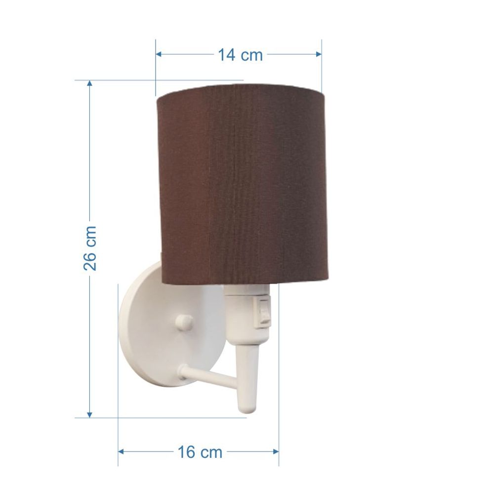 Arandela Cone Md-2030  Branco Cúpula em Tecido Café