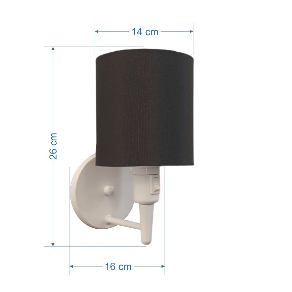 Arandela Cone Md-2030  Branco Cúpula em Tecido Preto
