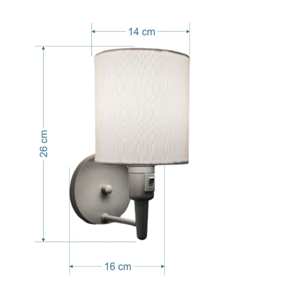 Arandela Cone Md-2030 Cinza Cúpula em Tecido Branco