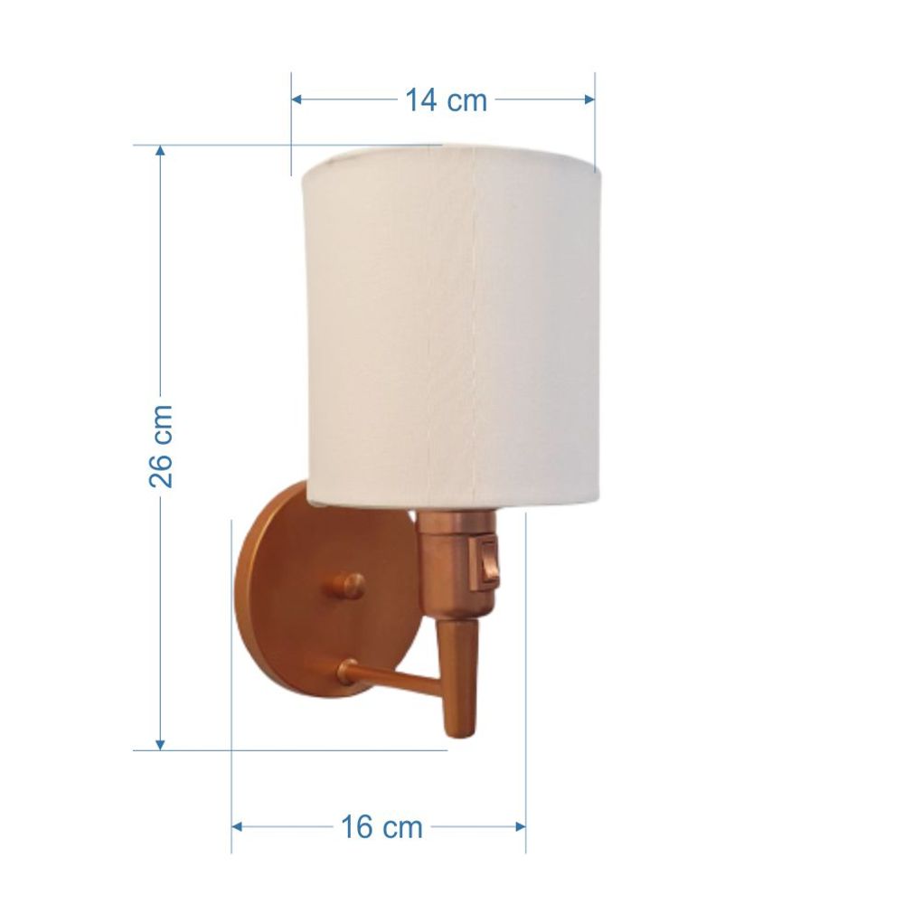 Arandela Cone Md-2030 Cobre Cúpula em Tecido Branco