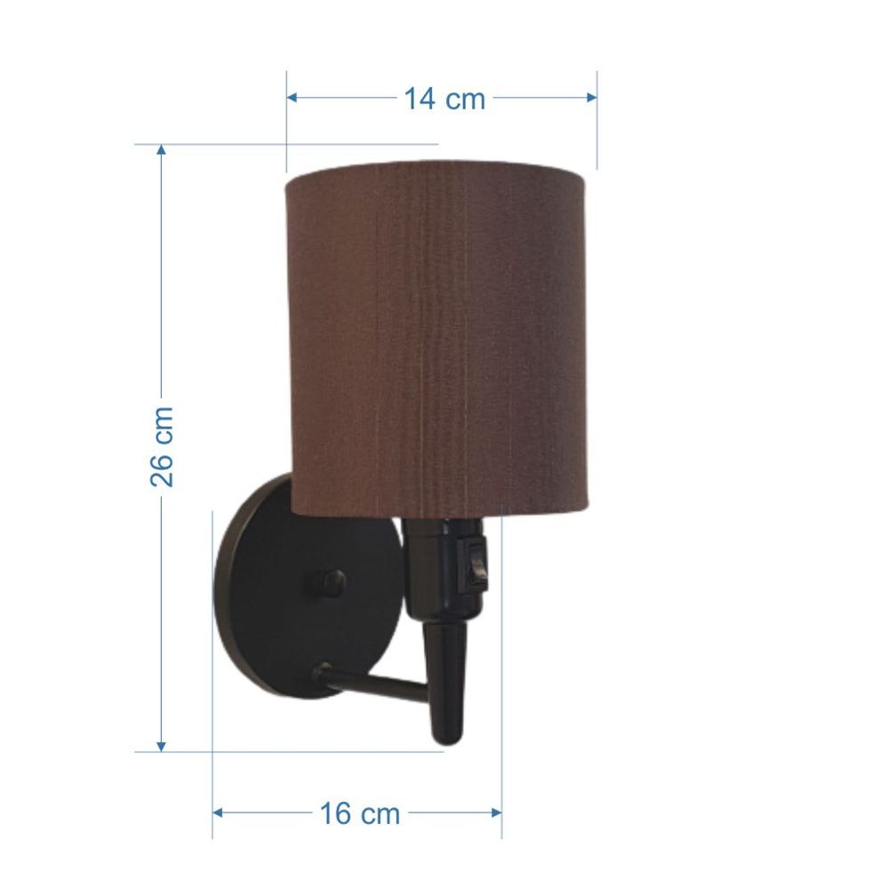 Arandela Cone Md-2030 Preto Cúpula em Tecido Café