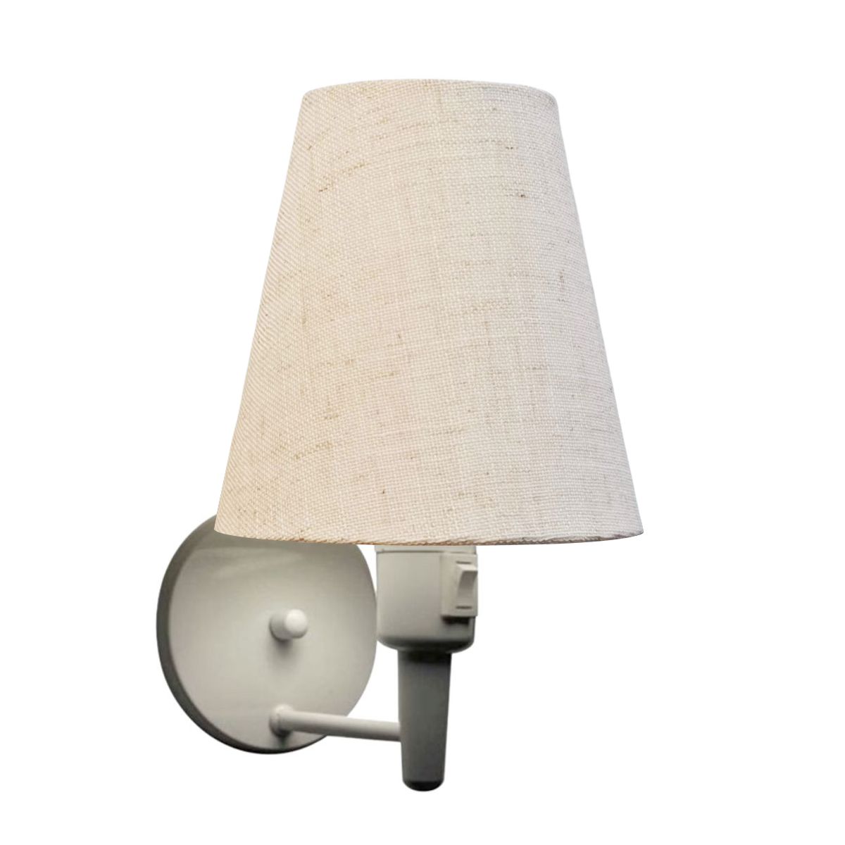 Arandela Cone Md-2032 Branco C/ Inter Liga e Desl Cúpula em Tecido Rustico Bege - Bivolt