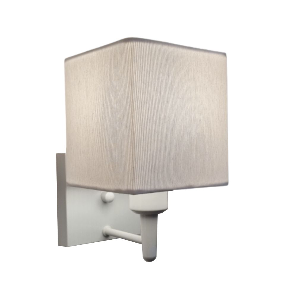 Arandela Quadrada Md-2006 Branco Cúpula em Tecido Branco - Bivolt