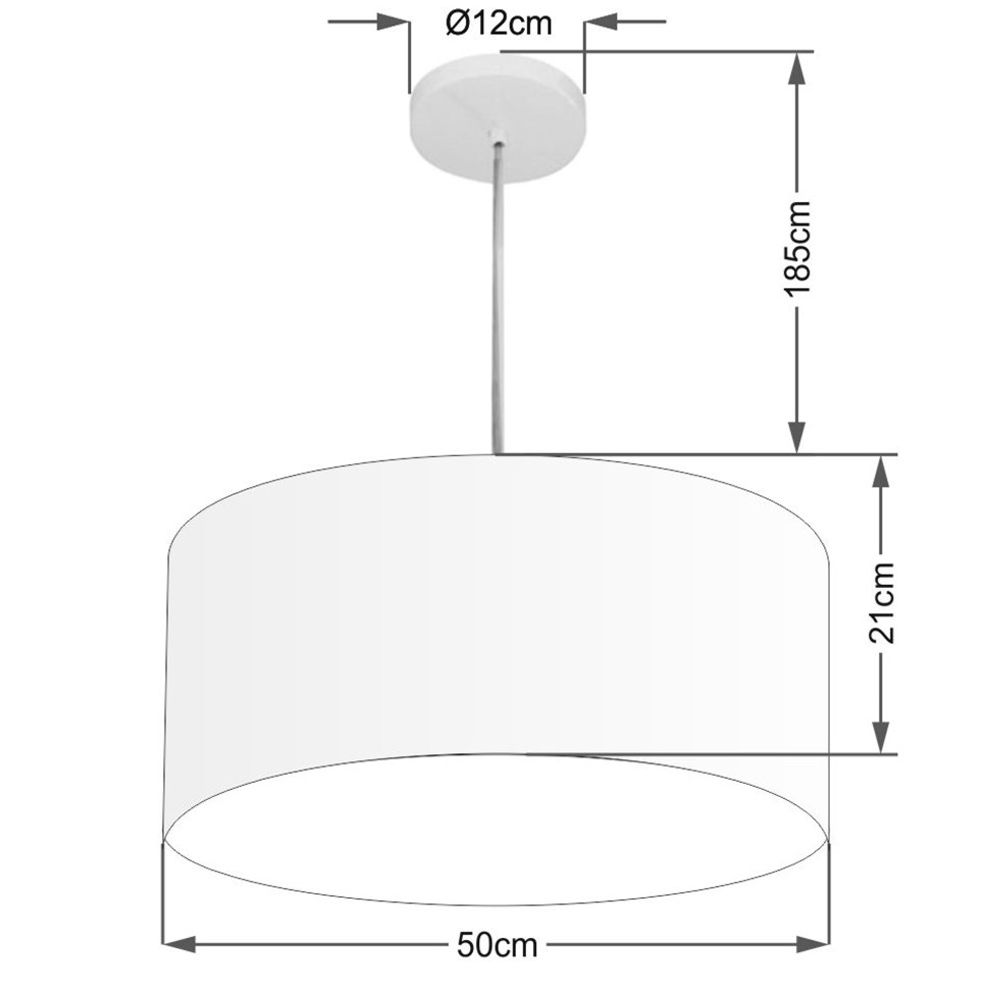 Pendente Cilíndrico 4052 Cúpula em Tecido 50x21cm Azul Bebê - Bivolt