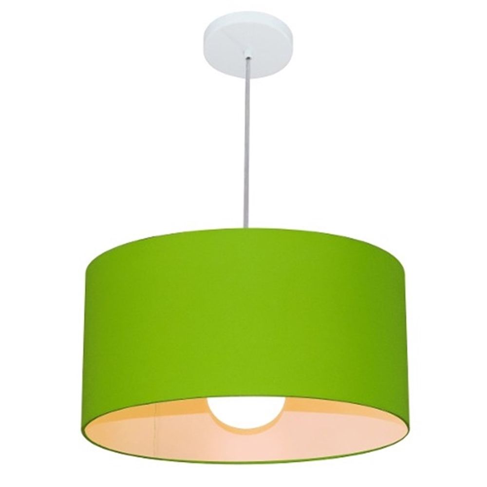Pendente Cilíndrico 4052 Cúpula em Tecido 50x21cm Verde Limão - Bivolt
