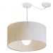 Pendente Cilíndrico Com Desvio Md-4233 Cúpula em Tecido 55x30cm Linho Bege - Bivolt