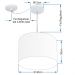 Pendente Cilíndrico Com Desvio Md-4237 Cúpula em Tecido 40x30cm Branco - Bivolt