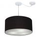 Pendente Cilíndrico Com Desvio Md-4263 Cúpula em Tecido 55x25cm Preto - Bivolt
