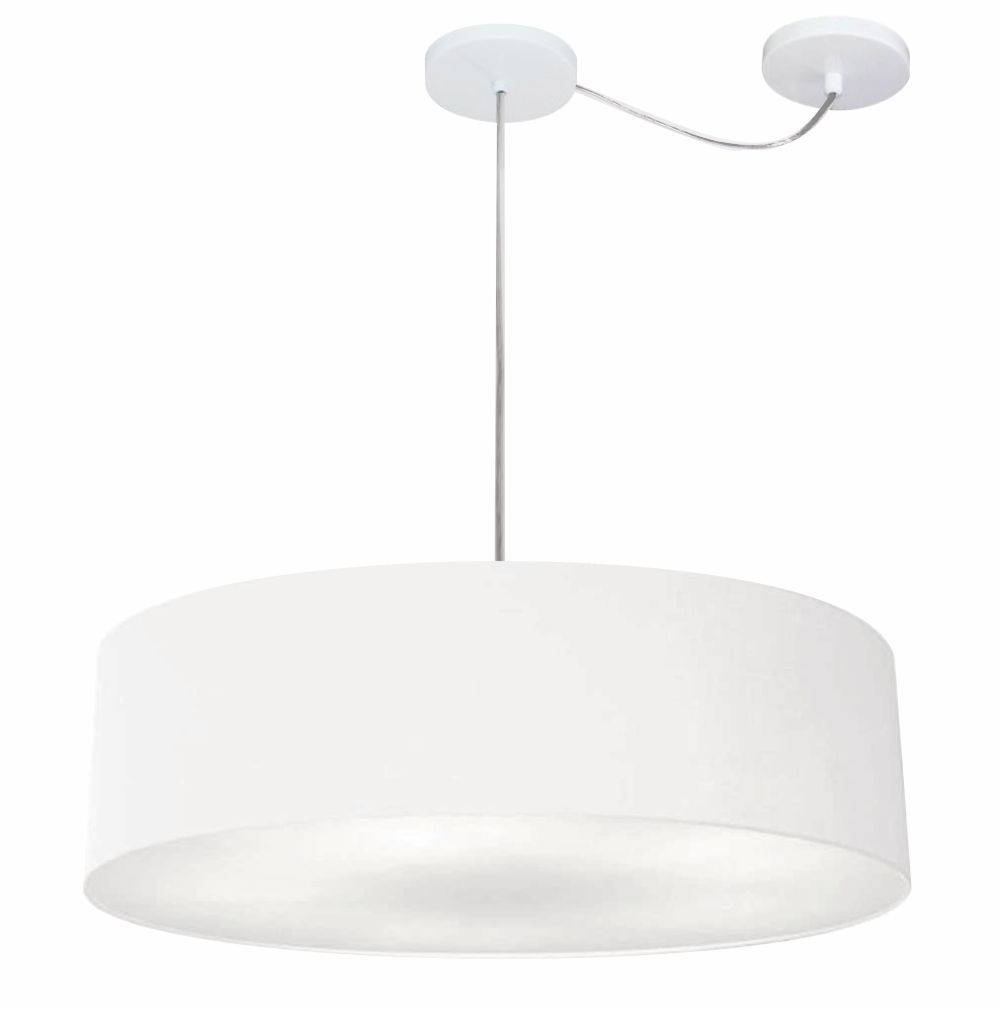 Pendente Cilíndrico Com Desvio Md-4265 Cúpula em Tecido 60x15cm Branco - Bivolt