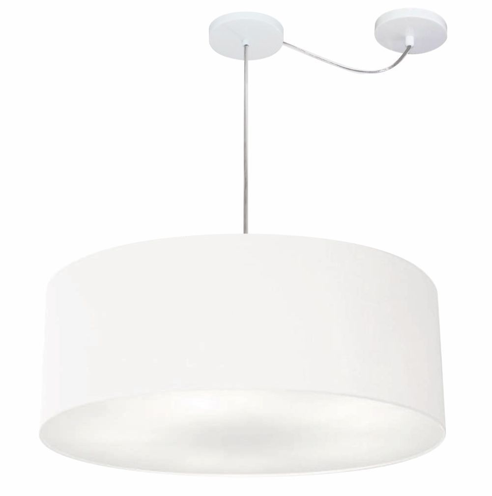 Pendente Cilíndrico Com Desvio Md-4266 Cúpula em Tecido 60x21cm Branco - Bivolt