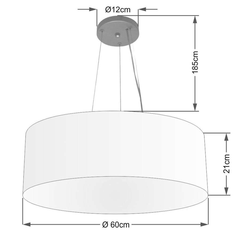 Pendente Cilíndrico Md-4010 Cúpula em Tecido 60x21cm Branco - Bivolt
