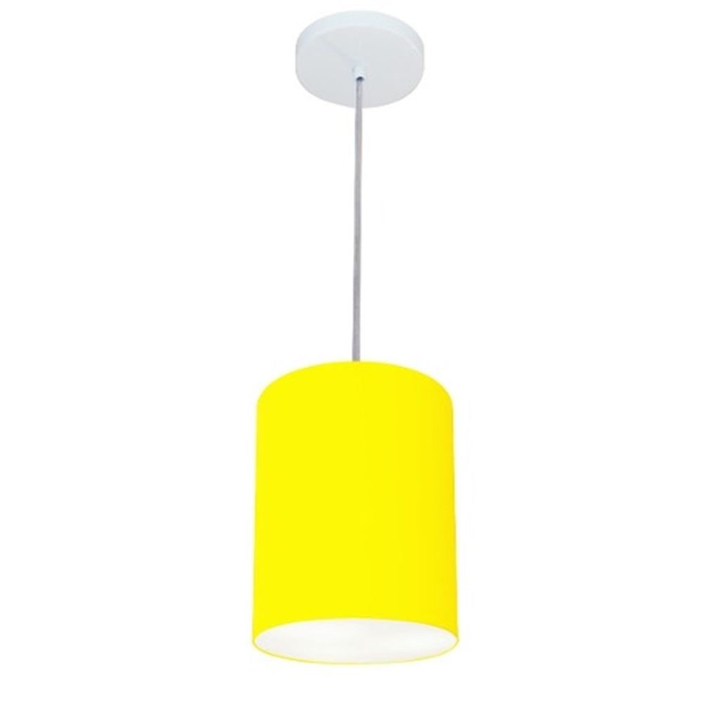 Pendente Cilíndrico Md-4012 Cúpula em Tecido 18x25cm Amarelo - Bivolt