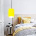 Pendente Cilíndrico Md-4012 Cúpula em Tecido 18x25cm Amarelo - Bivolt