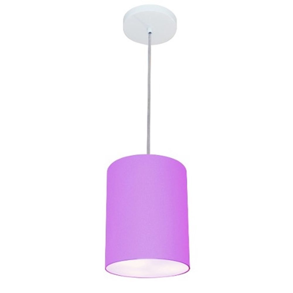 Pendente Cilíndrico Md-4012 Cúpula em Tecido 18x25cm Lilás - Bivolt