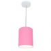 Pendente Cilíndrico Md-4012 Cúpula em Tecido 18x25cm Rosa Bebê - Bivolt