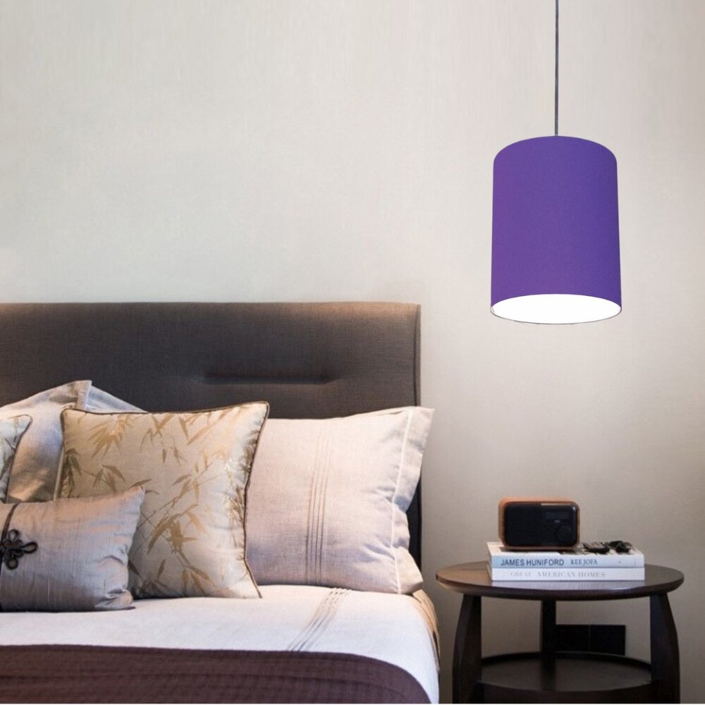Pendente Cilíndrico Md-4012 Cúpula em Tecido 18x25cm Roxo - Bivolt